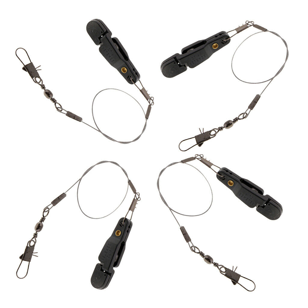 4pack Downrigger Release Clip 12" Leader & Cannonball Snap Power Grip Plus