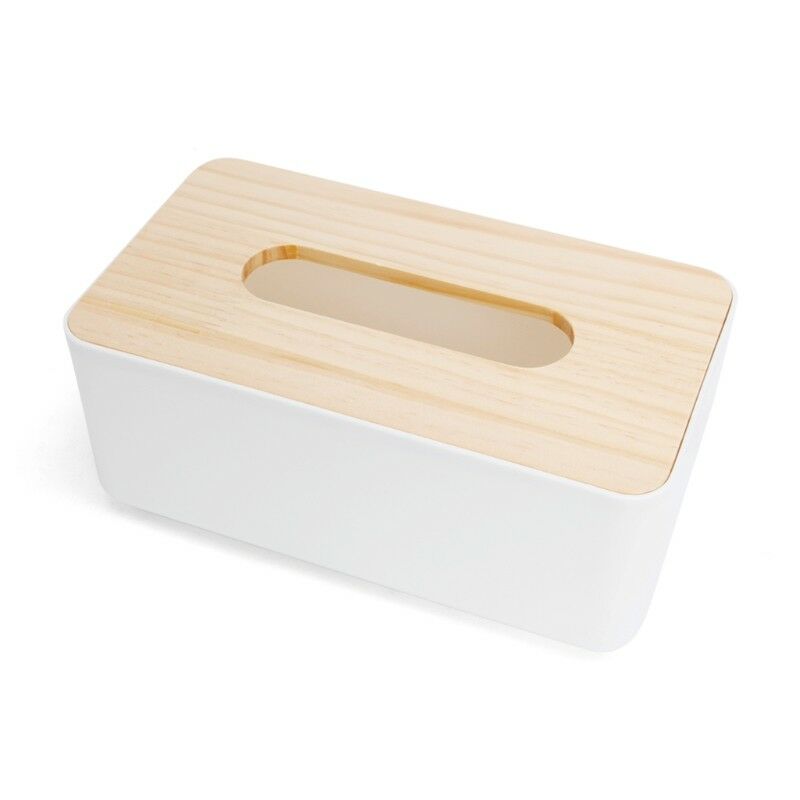 Tissue Box Dispenser Paper Storage Holder Napkin Case Organizer  Wooden Cover