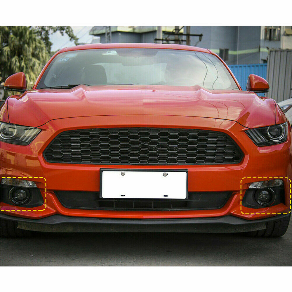 Carbon Fiber ABS Front Fog Light Lamp Ring Trim Cover For Ford mustang 2015-18