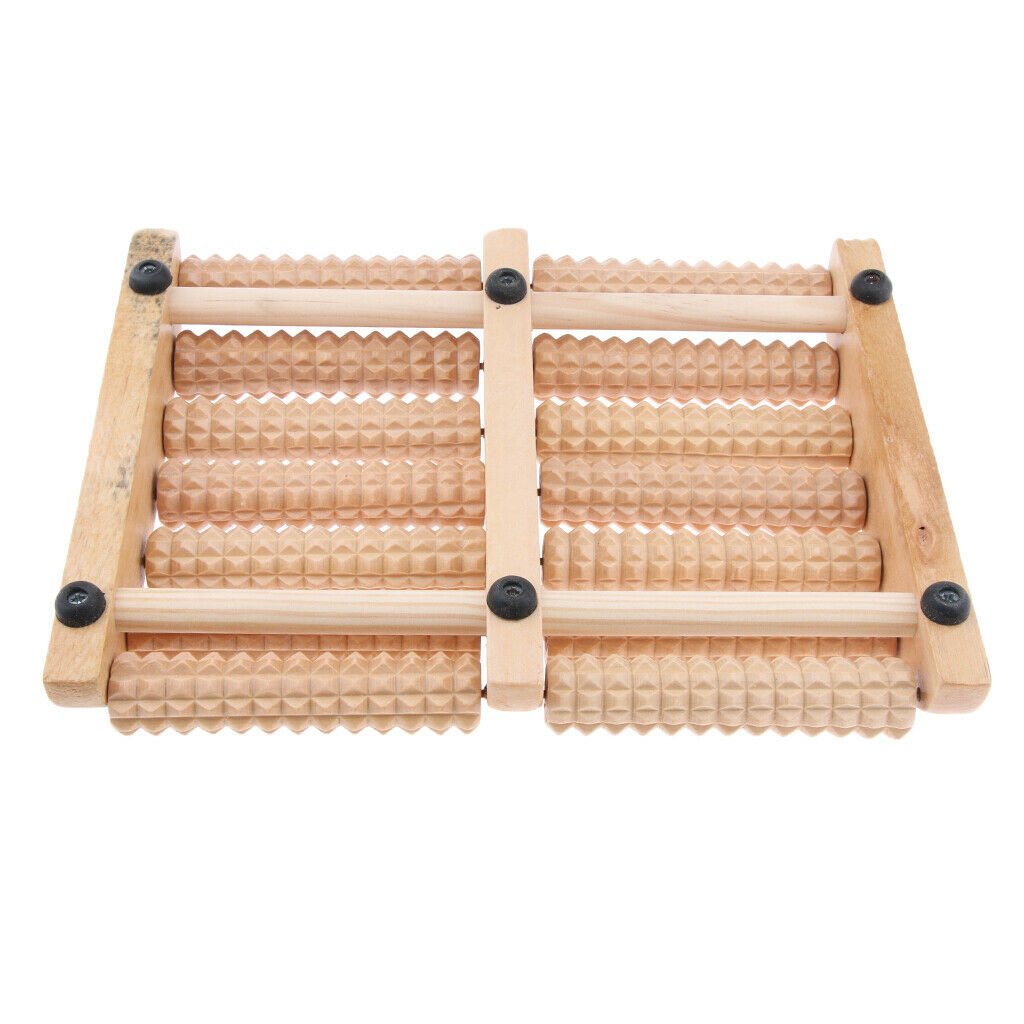 2pcs Wood Dual Foot Massager Roller Reflexology Pain Ease Stress Relief