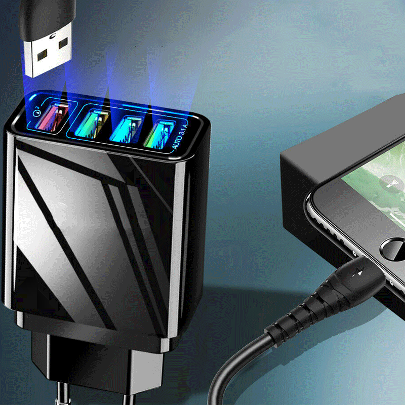 QC3.0 Fast Quick Charge 4 USB Ports Hub Wall Charger Power Adapter EU Plug 5 V