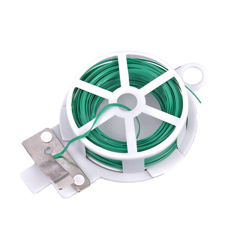 20M Gardening Plant Support Twist Tie Green Wire Roll and Cutter Garden t.l8