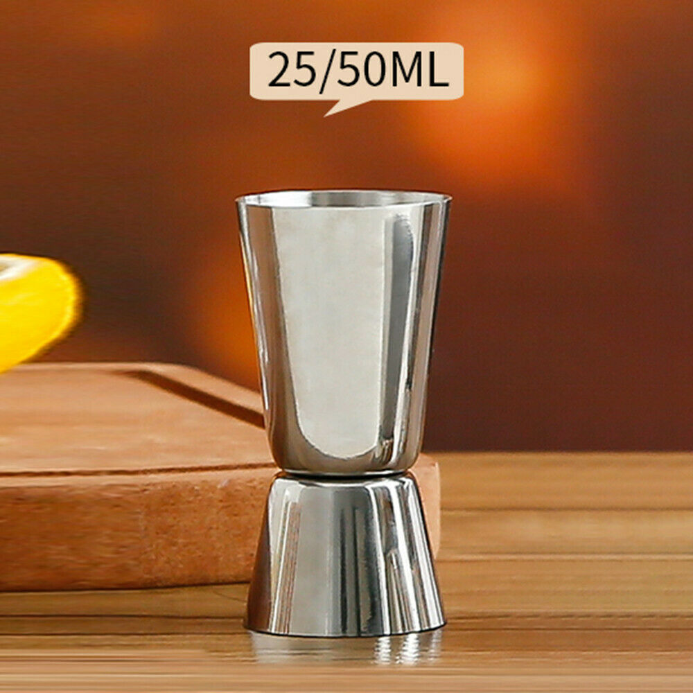 1x25/50ml Bar Measure Cup Cocktail Jigger Dual Spirit Steel Double Shots Quality