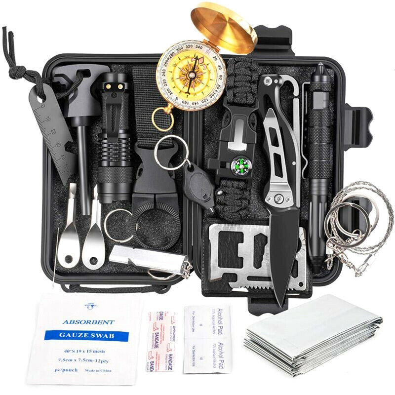 18Pcs Outdoor Survival Kit Set Camping Hiking Emergency SOS First Aid Suppl NL