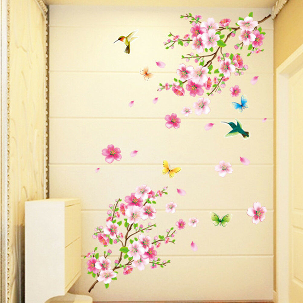 wall stickers graceful peach blossom wall stickers romantic living room decor BD