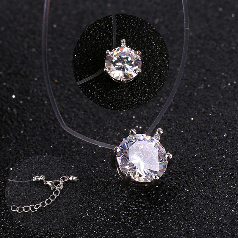 Fashion Women Crystal Necklace Invisible Line Zircon Clavicle Chain Necklace  Rf