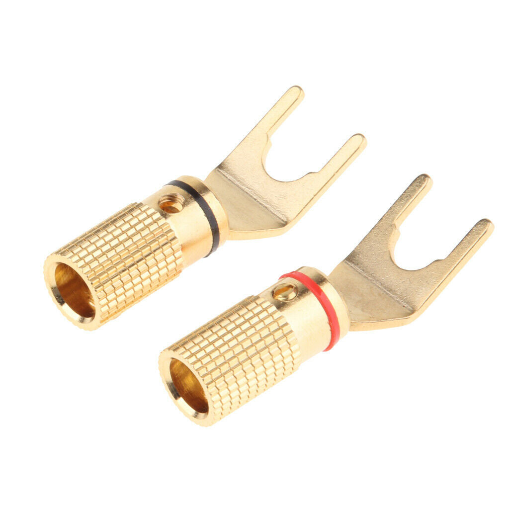 Prettyia   2x   Speaker   Banana   Y   U - Type   Spade   Plug   Screw   Type