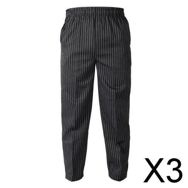 3X Elastic Restaurant Cafe Chef Waiter Pants Trousers Uniform Accs Zebra M