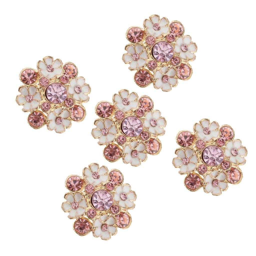 5x Flower Crystal Buttons with Shank for DIY Decor Crafts Sewing 23mm