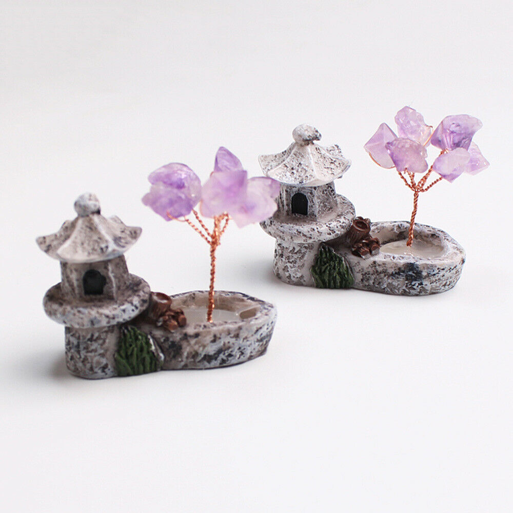 Natural Amethyst Crystal Quartz Mineral Table Decor Lucky Tree Healing Ornaments