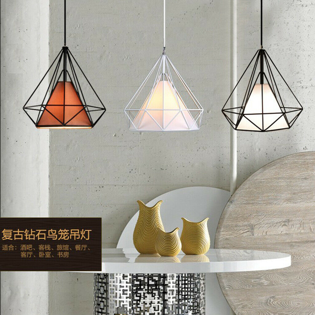 Geometric Diamond Ceiling Pendant Light Shade Lampshades White-White Cover