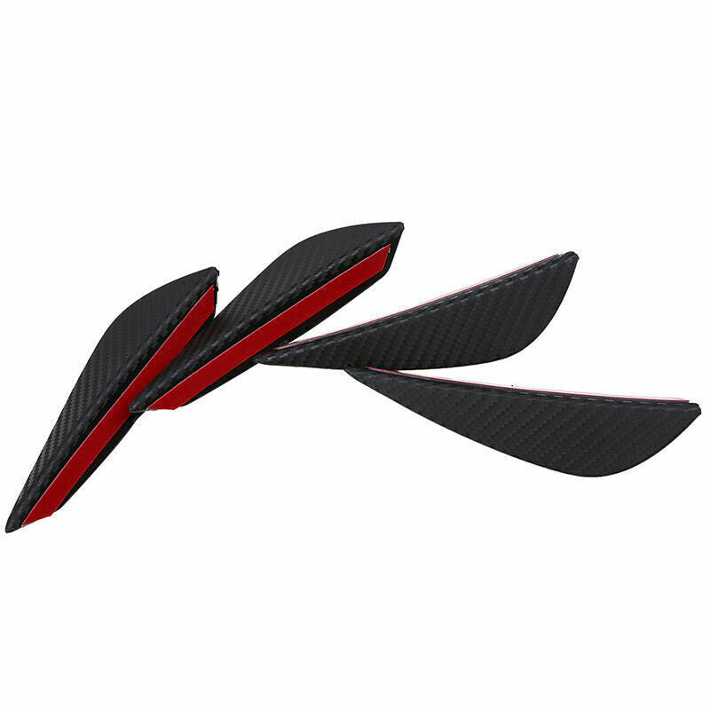 4Pcs Universal Car Front Bumper Fins Lip Canards Splitter Trim Carbon Fiber Look