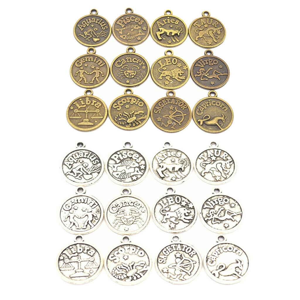 Wholesale 24 Delicate 12 Zodiac Charm Beaded Pendant