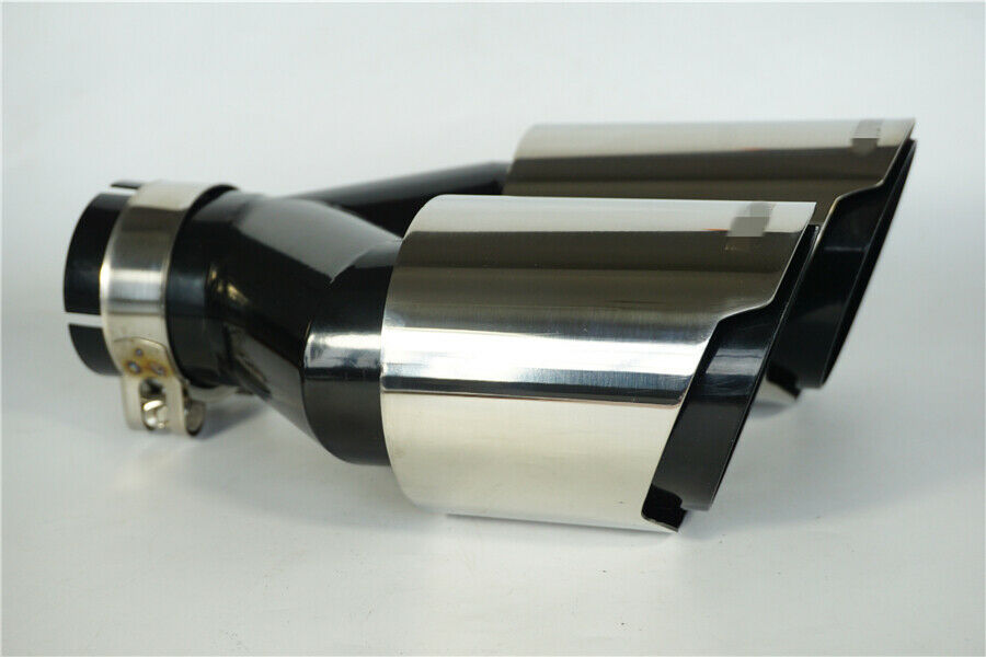 Polished Chrome Dual Wall Exhaust Pipe & Tip Stainless Steel Universal 63mm 1PCS