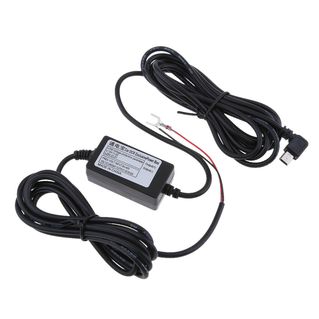 8/36V to 5V3A Car   Cam Hardwire Kits Left Bend Mini USB Head Cable 3.5M
