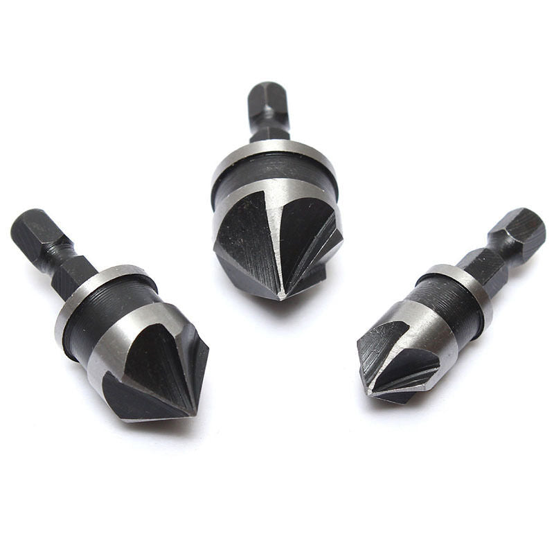 3 X Hex Countersink Bore Boring Set for Wood Metal Quick Change Drill Bit^qk SJ
