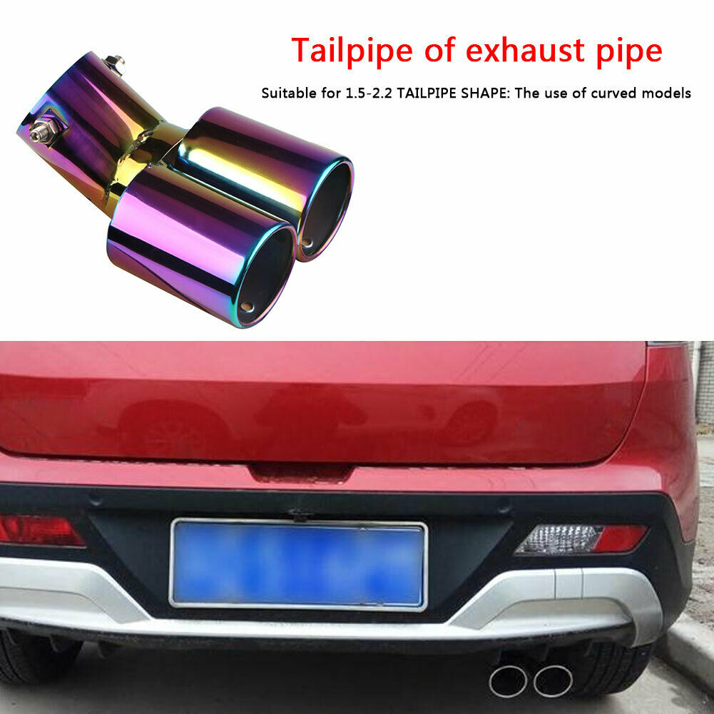 Bent Dual Exhaust Tip Bolt-on Straight Cut Tailpipe Tip 2.5 inch ID Inlet @