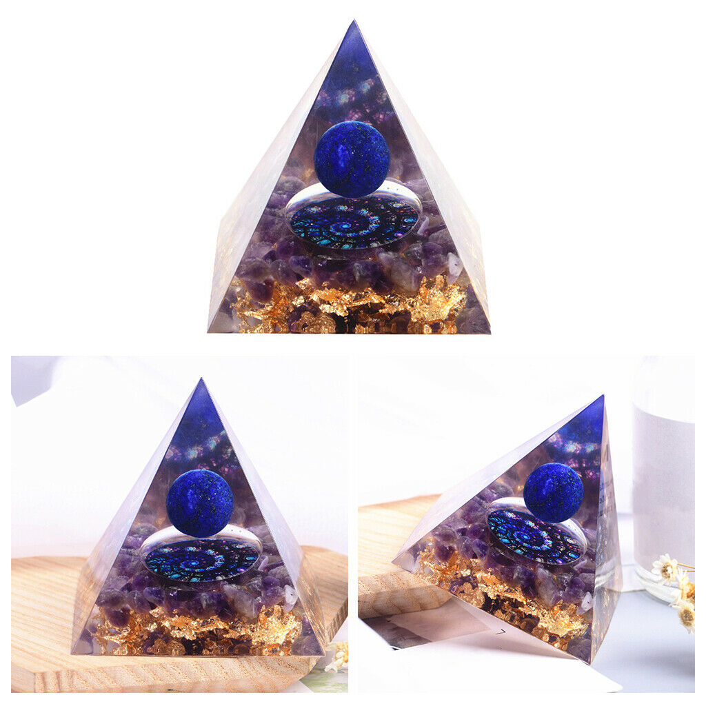 60x60mm Crystal Pyramid Good Luck Meditation Yoga Amethyst Desktop Ornament