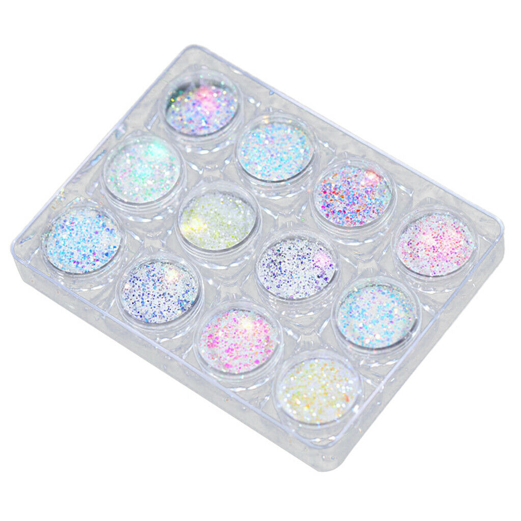 Set of 12 NEW UV Gel Dust Powder Colorful Decor Set Kits Crafts Style-02