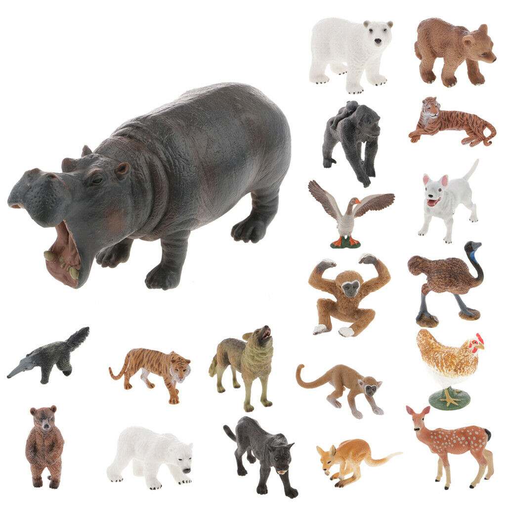 Educational Zoo Animals Jungle Animals for Kids, Hand Painted Brown Bear Figures
