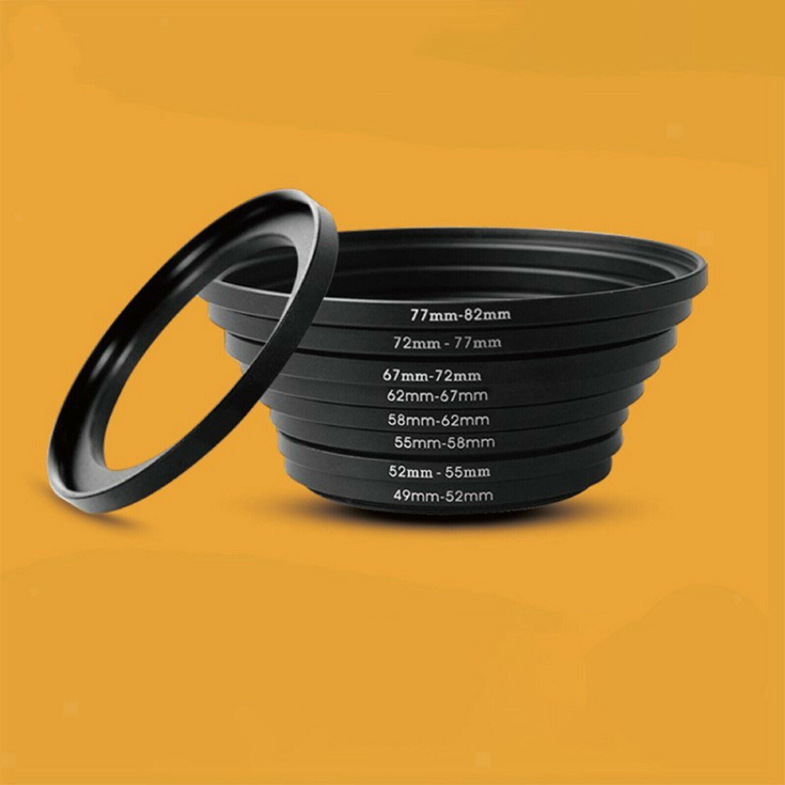 8-pack Stepping Down Rings Lens Adapter Filter Kit Lightweight