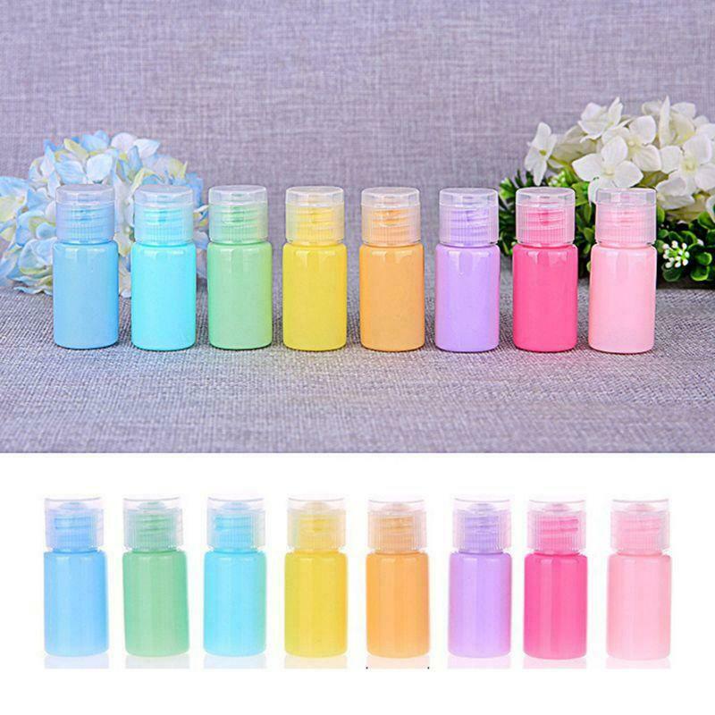 8Pcs 10ml Macaron Color Refillable Cosmetic Empty Bottles with Clear Flip Lid