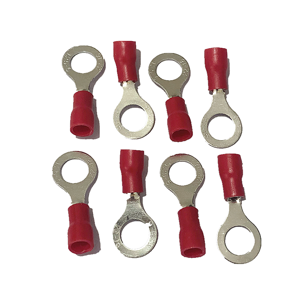 100PCS Red Ring Cable Wire crimp Connector terminal block 22-16AWG  RV1.25-6