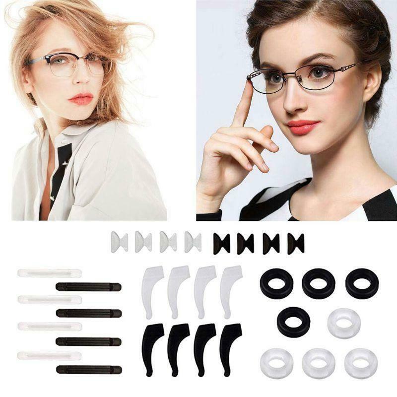 16 Pairs Anti-slip Silicone Round Eyeglass Retainers Nose Pads Ear Hooks Glasses