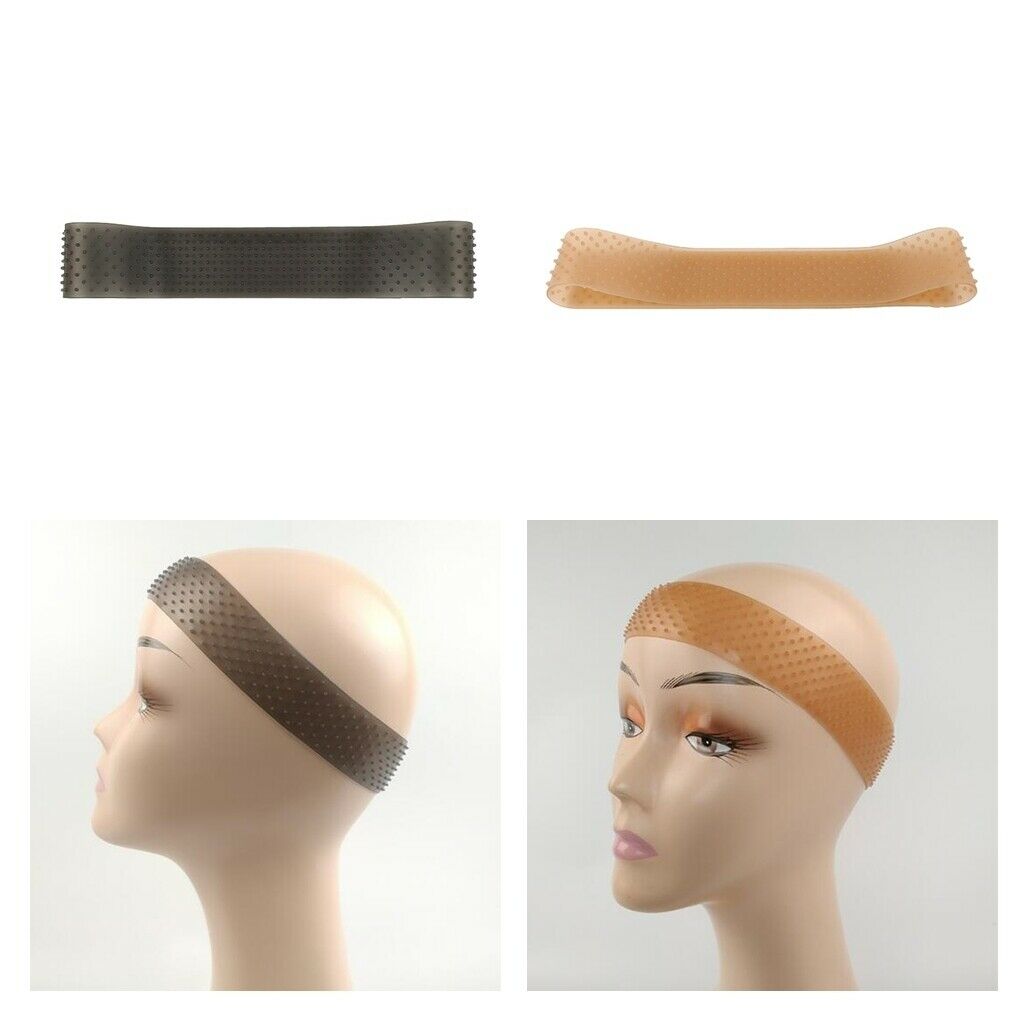 2 Pcs Flexible Silicone Non-Slip Wig Grip Fix Band Sports Elastic Hair Headband