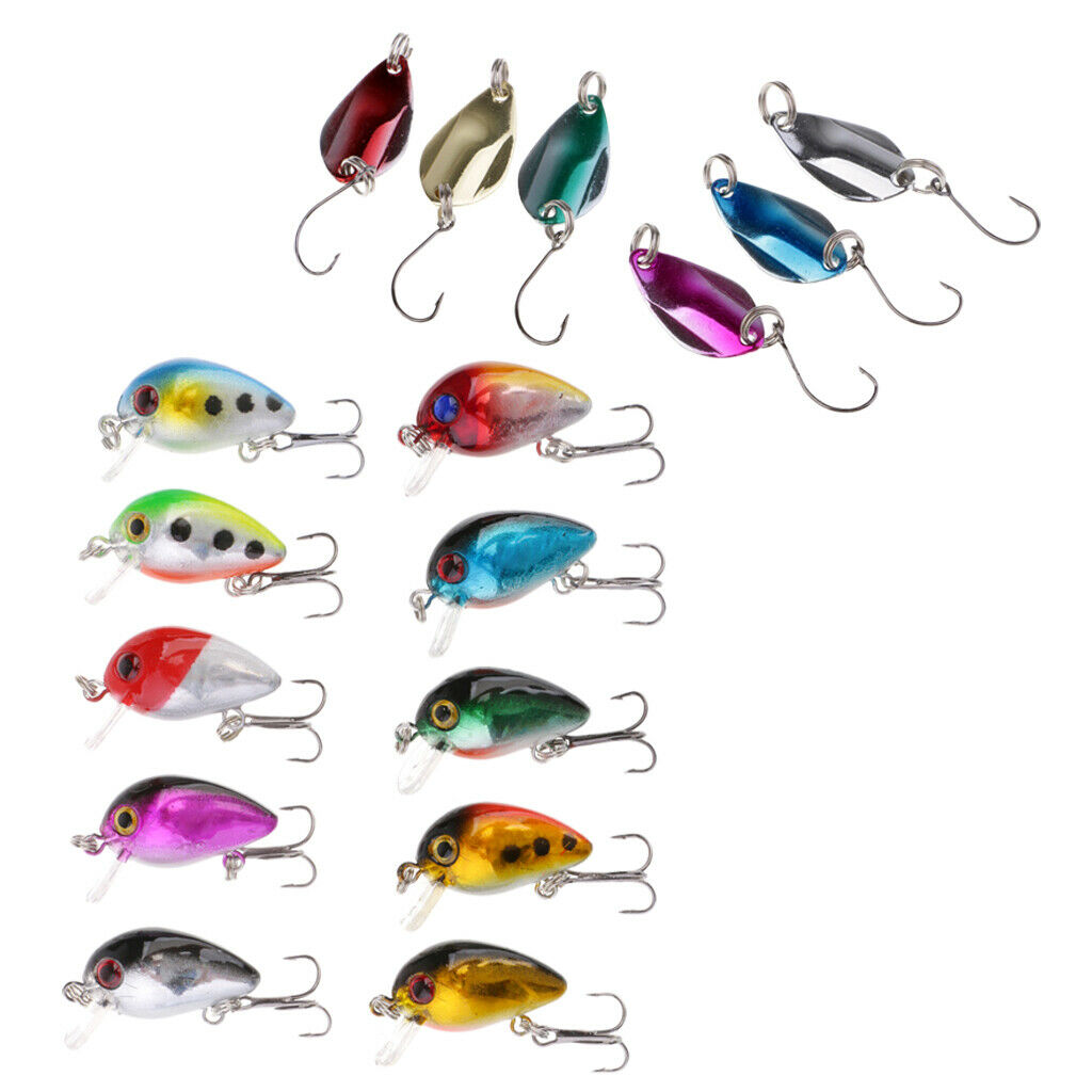 6pcs Metal Hard Fishing Spoon Lure And 10pcs Crankbait Lure with Treble Hook