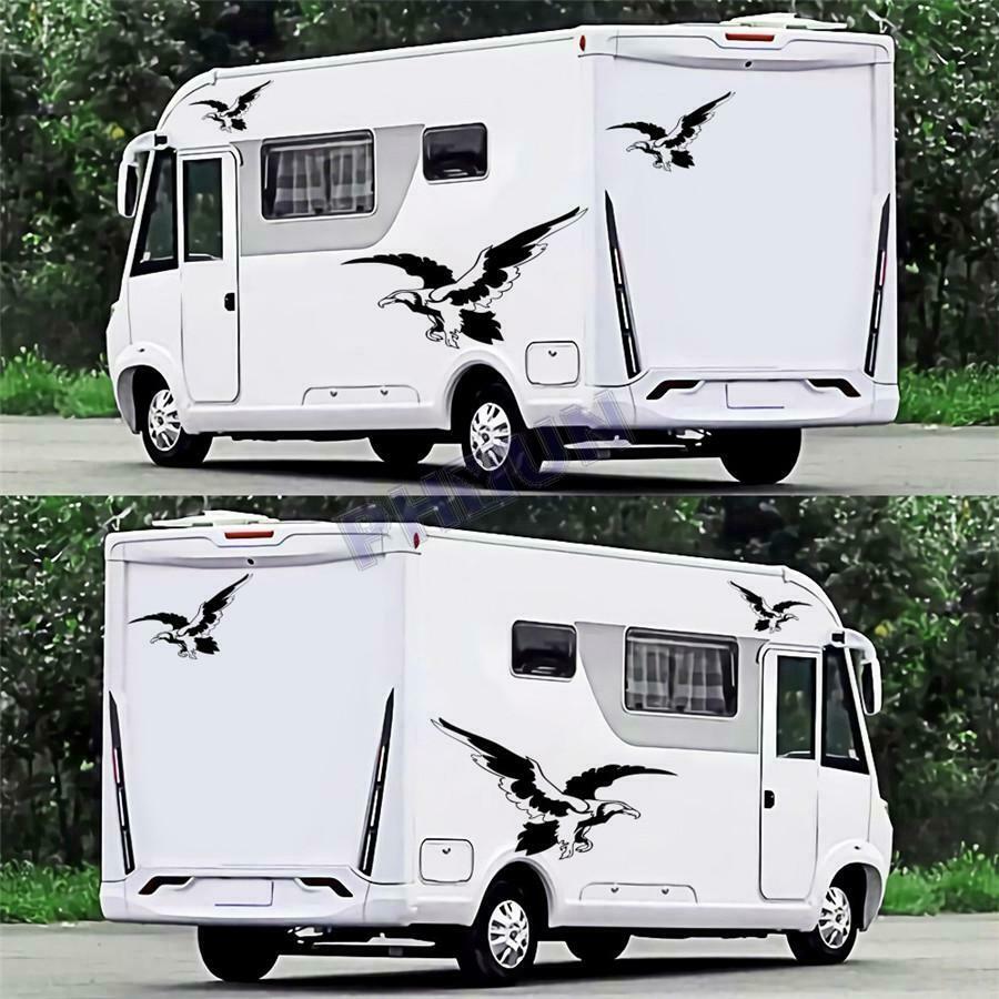 5x Car Stickers Black & White Eagle Style Decals for Caravan Travel Trailer Van