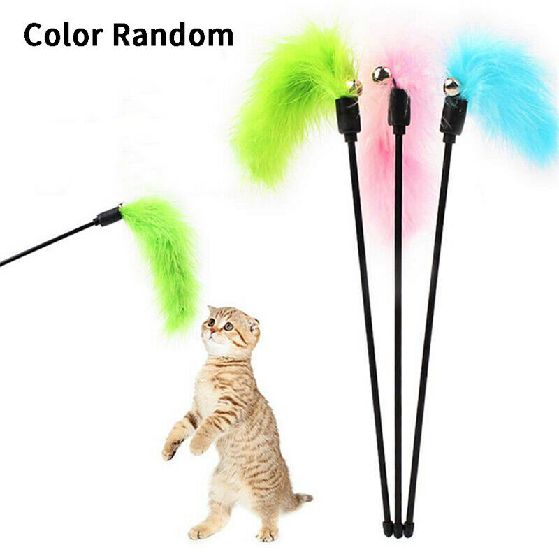 Pet Cat Teasing Stick Pompom Feather Accessories Funny Kitten Interactive T JY