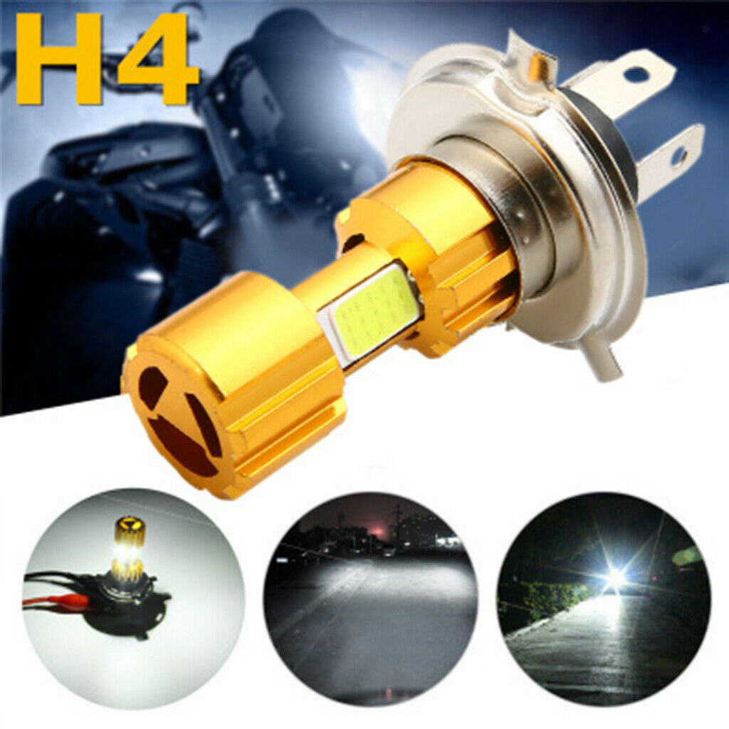 H4 LED Headlight Bulb, LED COB Chip 3400LM 18W/12W 6000-6500K White Motorbike