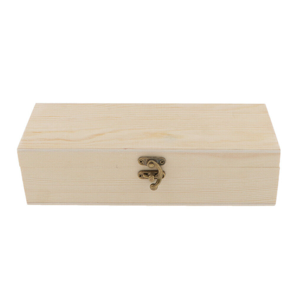Wood Jewelry Box Tea Box Earring Ring Storage Box Holder w/ Clasp 4 Grids