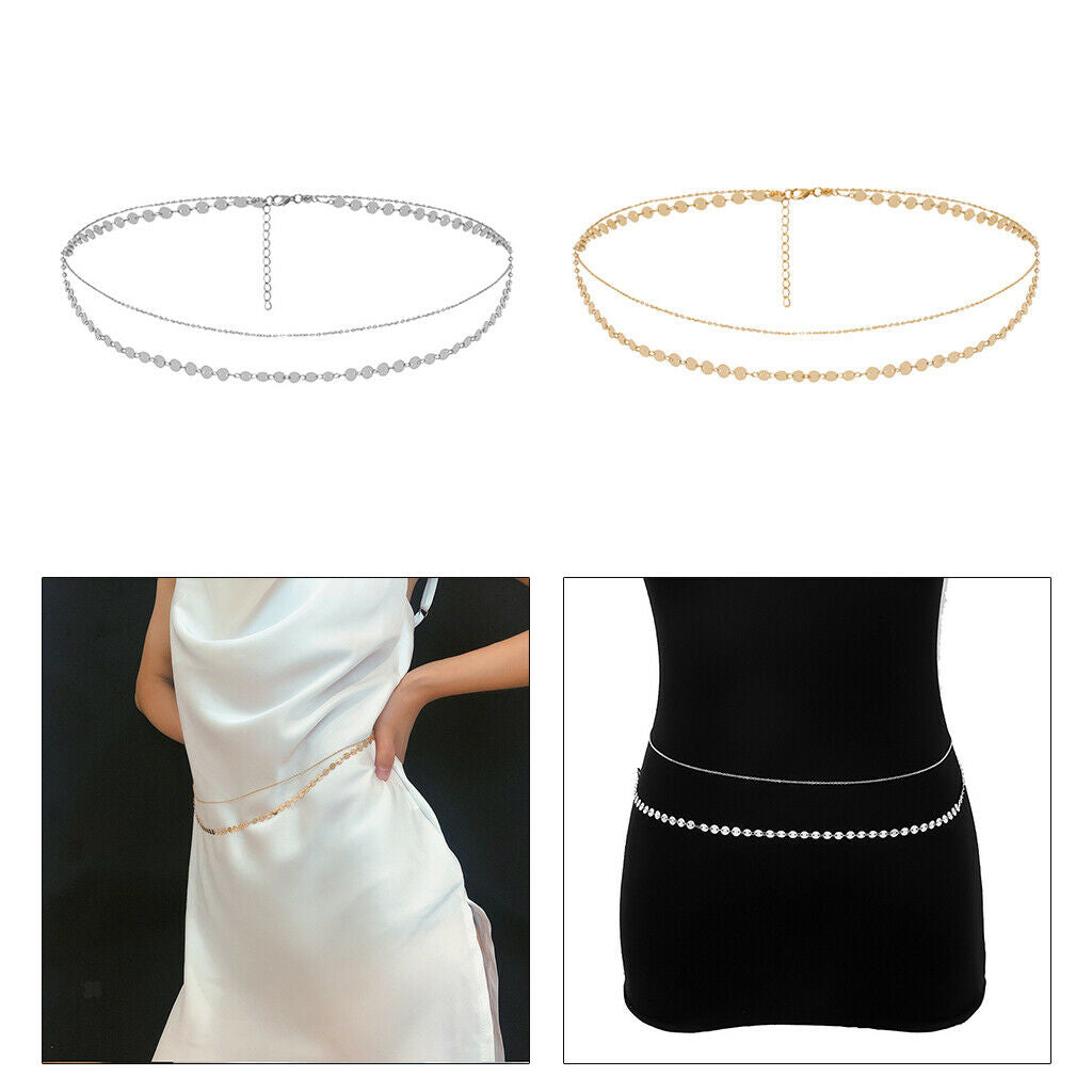 2x Women's Sexy Bikini Belly Chain Crossover Adjustable Body Chain Jewelry