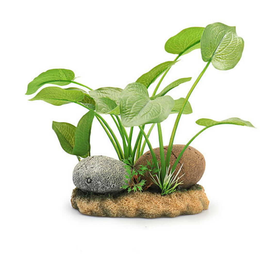 2Pieces Reptile Plastic Plants Aquarium Water Grass For Reptile Aquarium