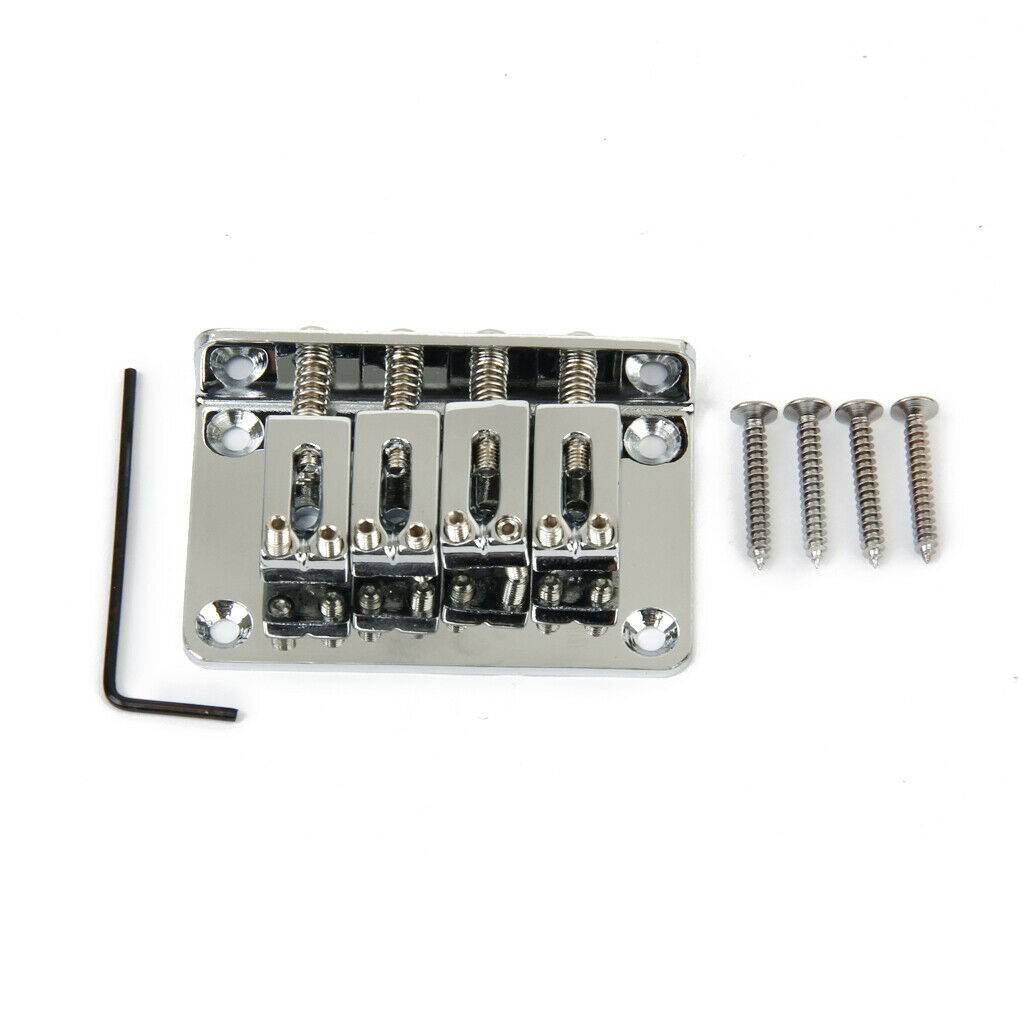 1 Set Zinc Alloy 4 String Bass Bridge with Wrench Screws for Guitar Bass