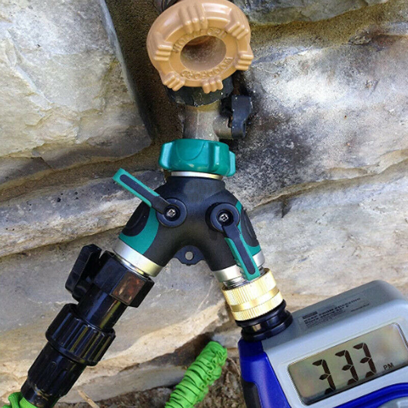 3/4" Metal Body 2 Way Y Shape Garden Water Hose Splitter Bolted Threaded Adapter
