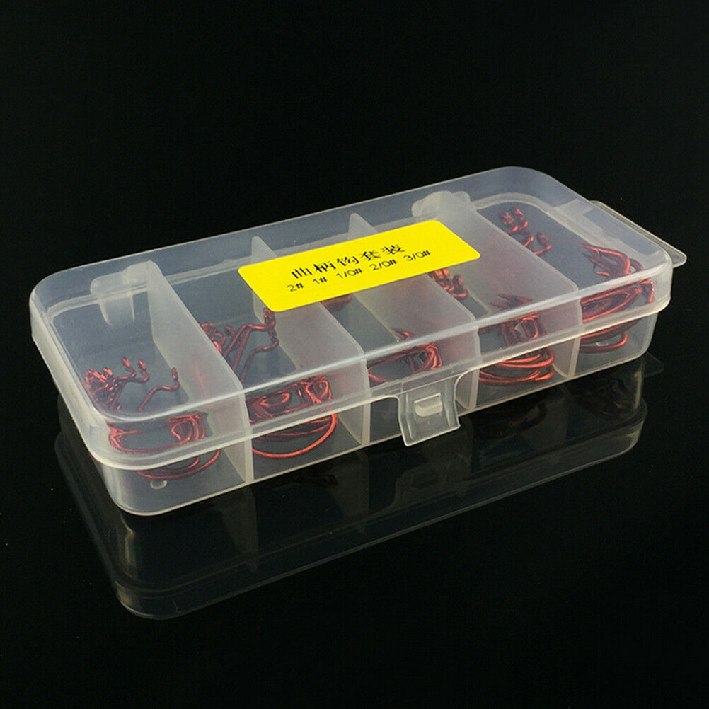 51 Pcs/Set Red Worm High Carbon Steel Fishing Hook For Texas Rig Soft Bait BDAU