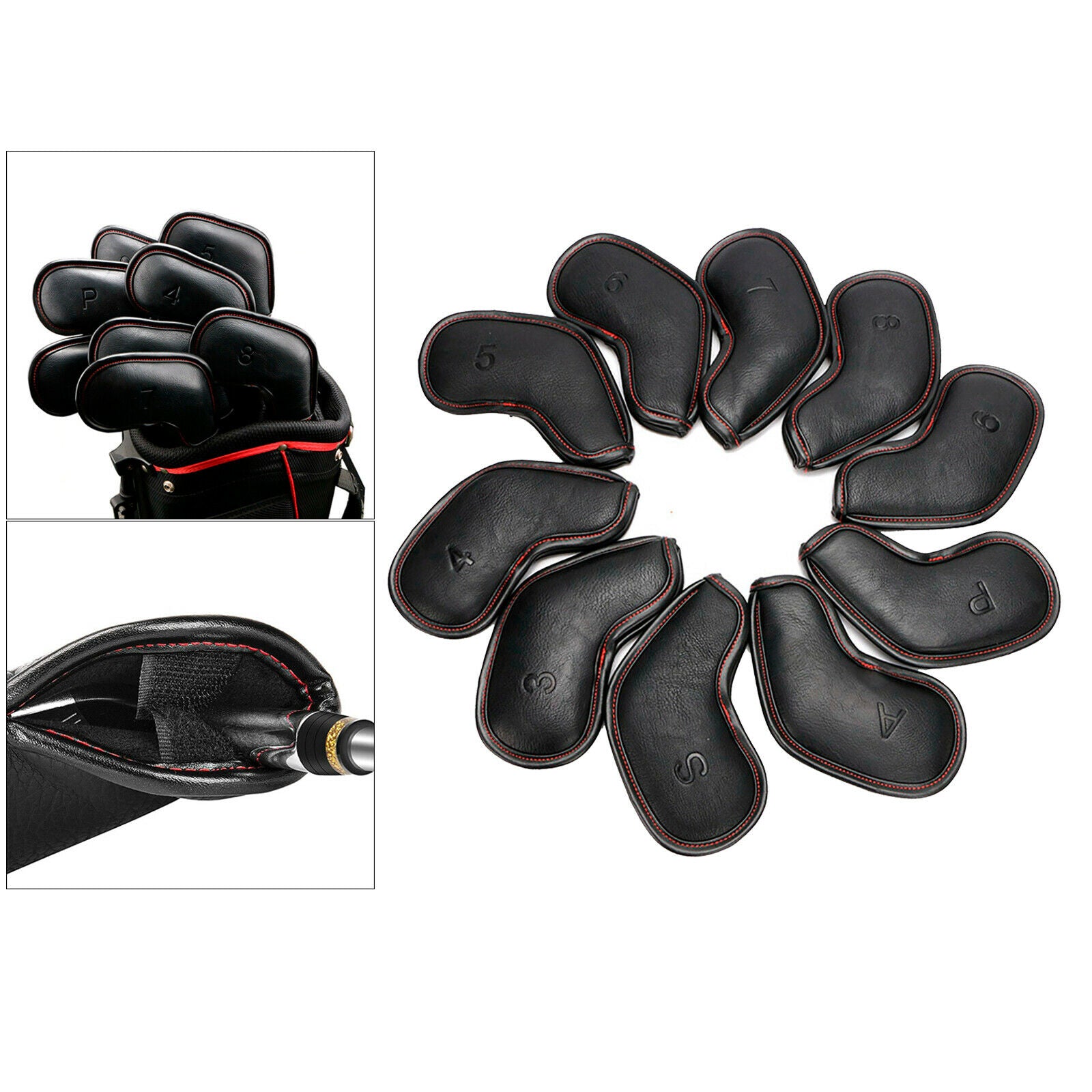 10Pieces Golf Club Iron Head Cover Guard Headcover Fits All Brands Black