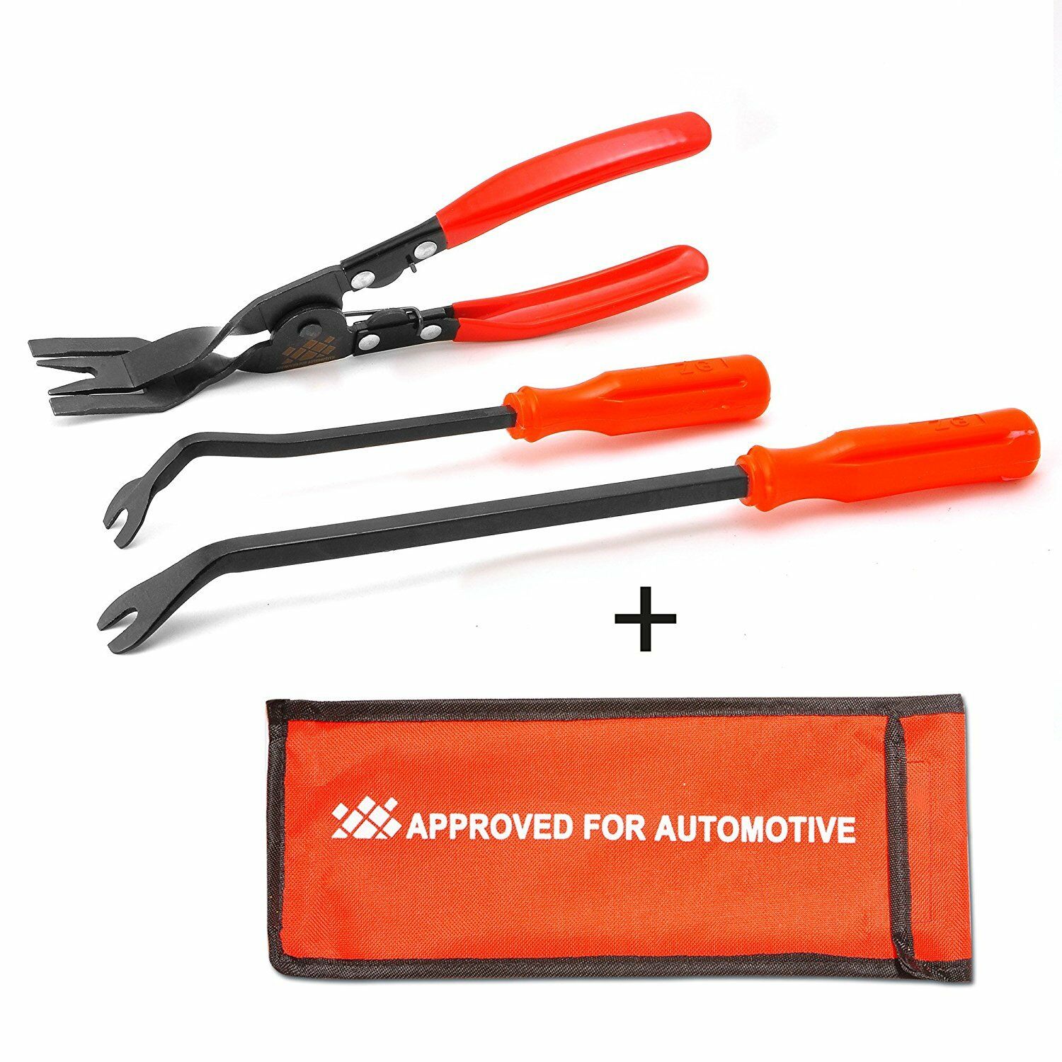 3pc Car Door Trim Clips Plier Set & Fastener Remover Essential Combo Repair Tool