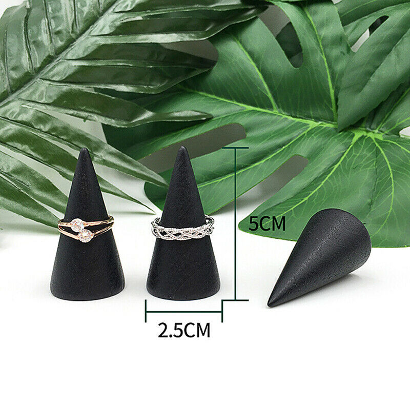 Wooden Ring Holder Display Cone Rack Finger Ring Jewelry Stand Storage Or.l8