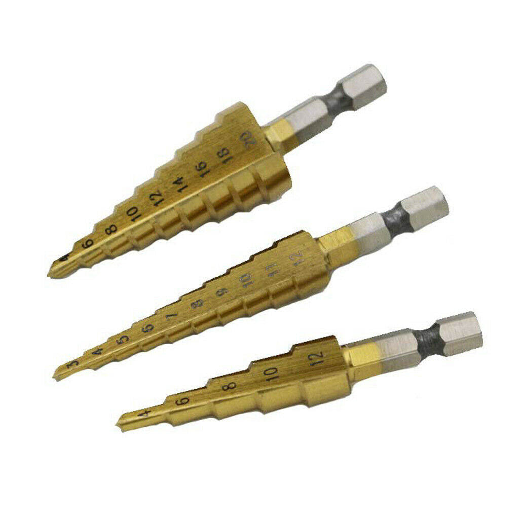 2 Pieces HSS Conical Drill Steel Titanium Drill Bit Set 3-12mm 4-12 / 20mm