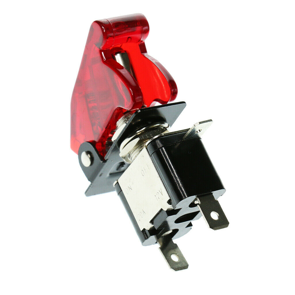 Car Truck Boat Red Cover LED Light 20A 12V Rocker Toggle ON/OFF Switch SPST