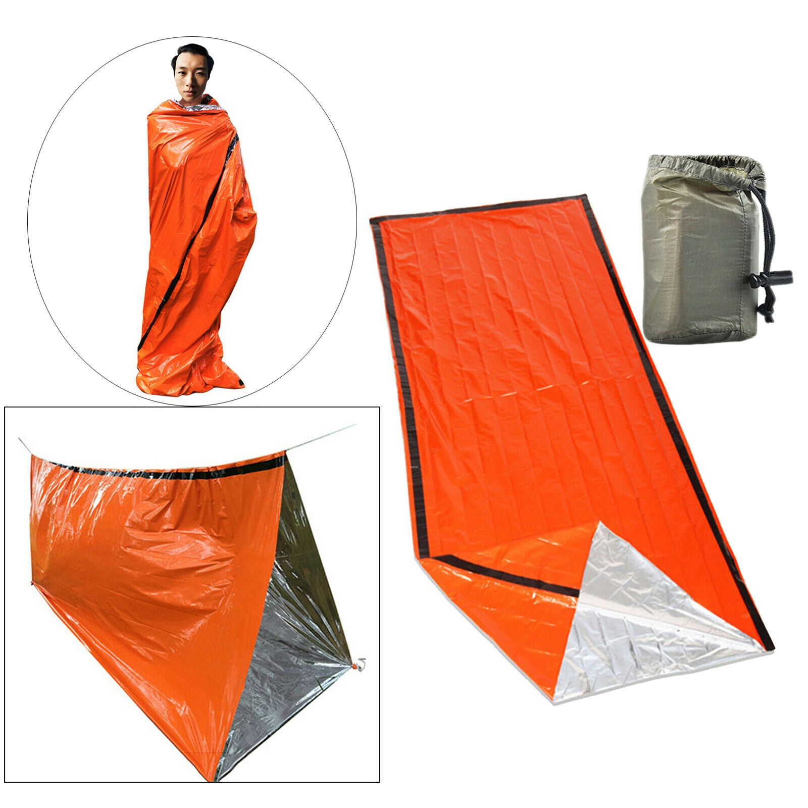 Outdoor Thermal Emergency Sleeping Bags Survival Hiking Blanket Keep Warm Green