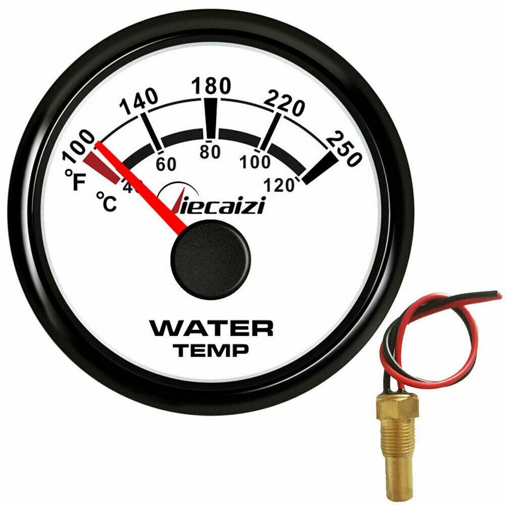 52mm 2-1/16" water temp gauge with sender 100-250F 40-120C for car boat blue led