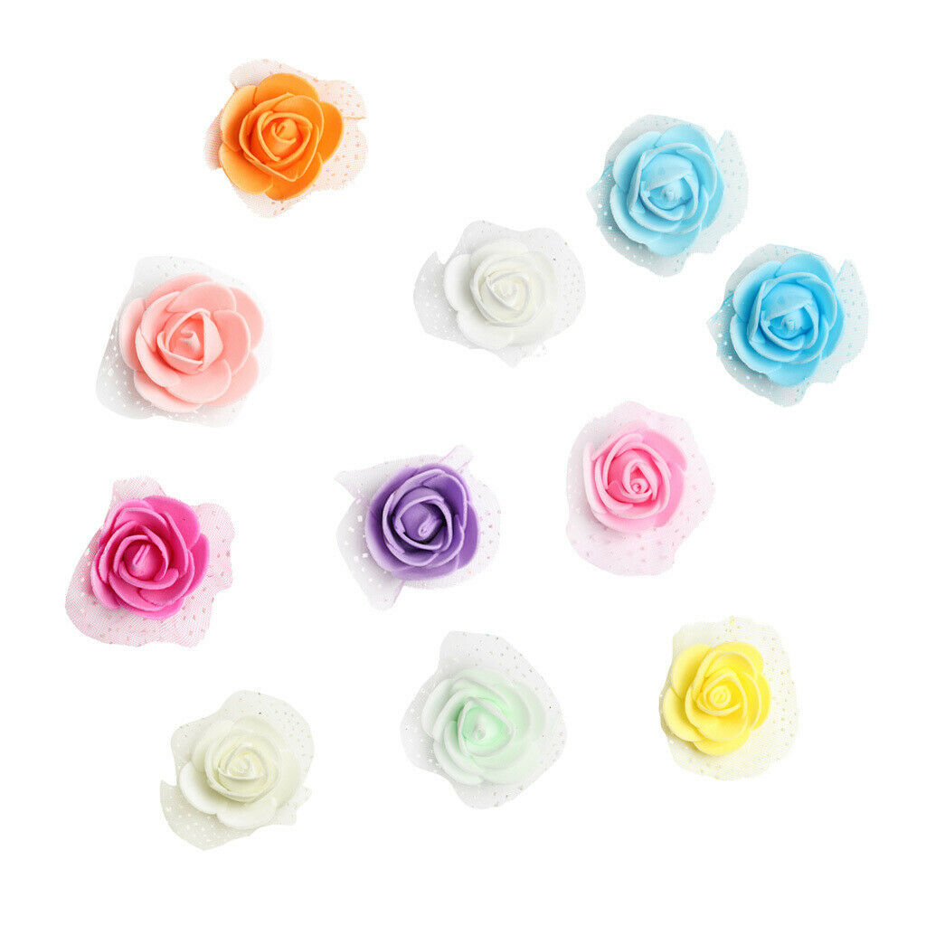 100pcs Artificial Foam Rose Head Flowers Wedding Home DIY Craft Decor White