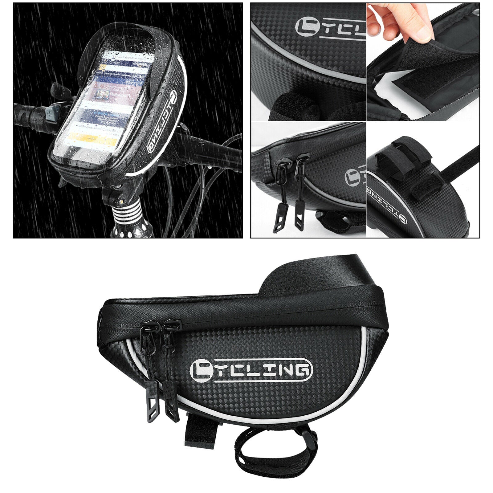 Adjustable Bicycle Phone Bag Mountain Road Handlebar with Reflective Tape