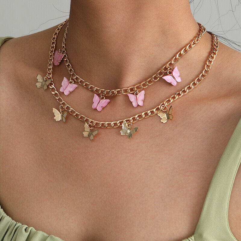 Bohemian Cute Butterfly Choker Pendant Necklace Women Statement Neckla.l8