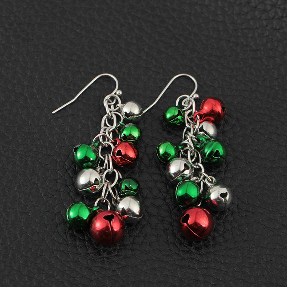 Pair Womens Colorful Jingle Bells Chandelier Dangle Earrings Christmas Xmas Gift
